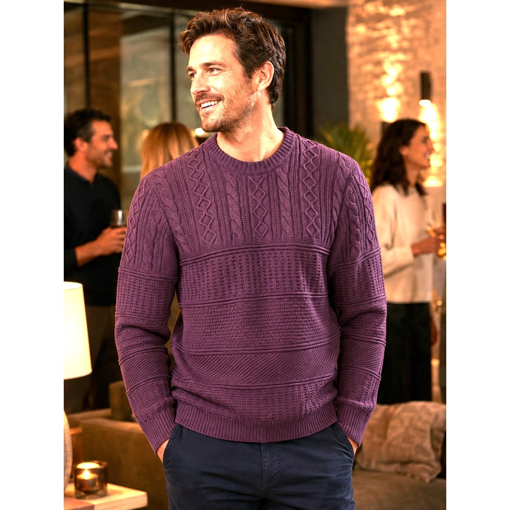 Ted Baker London Marbal Mixed Stitch Crewneck Sweater Mens US SIze XXL | Size 6